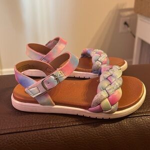 Pink and blue sandals with Velcro